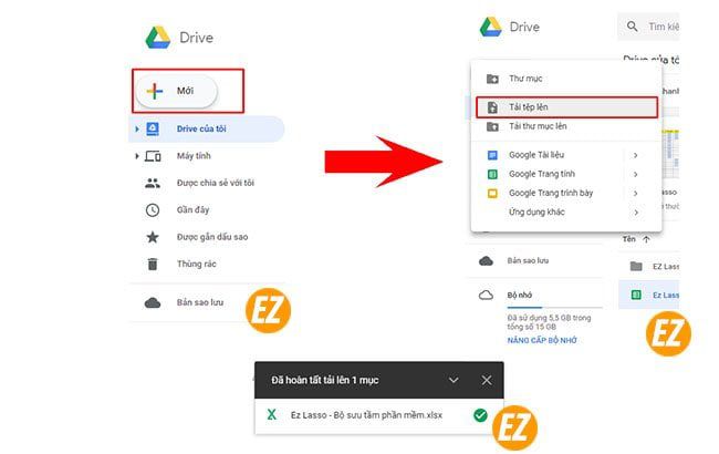 cách chuyển file excel trên google bảng tính
