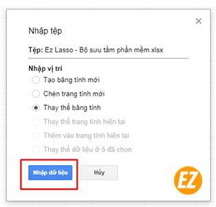 cách chuyển file excel trên google bảng tính
