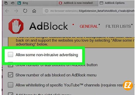 Cài đặt add on Adblock trên edge