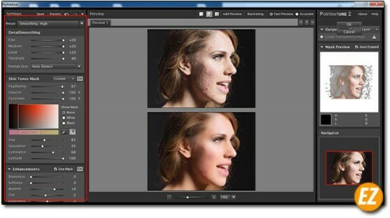 điều chỉnh các thông số trong Plugin Imagenomic Portraiture