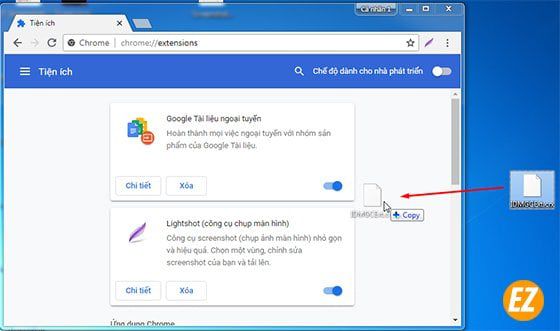 Kéo tiện ích mở rộng (add on) vào khung quản lý Chrome