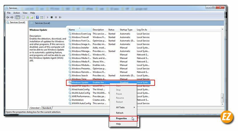 tắt chế độ update tự động trên windows 7