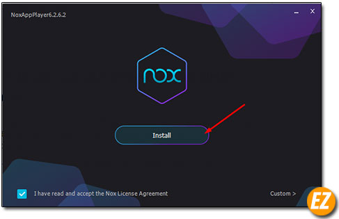 đồng ý điều khoảng và install Nox app player