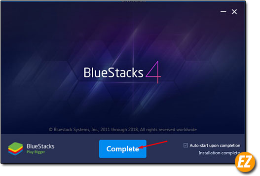 Hoàn thành cài đặt bluestacks