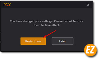 khởi động lại Nox App Player