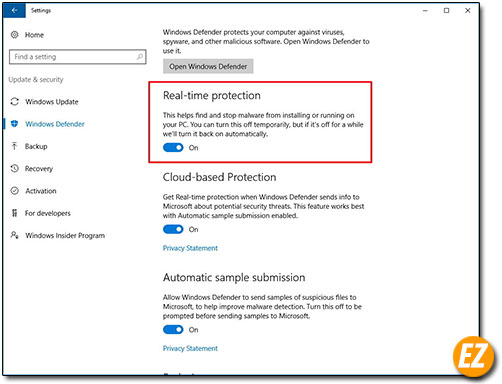 tắt windows defender trên windows 10 dưới 1803