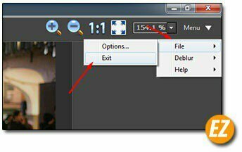 Thoát và lưu lại hình ảnh được làm rõ nét plugin deblur photoshop