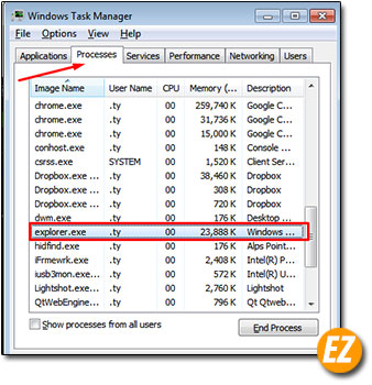 explorer.exe tại task manager