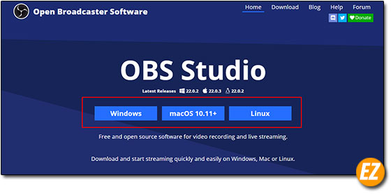 Tải phần mềm OBS theo hệ điều hành máy tính