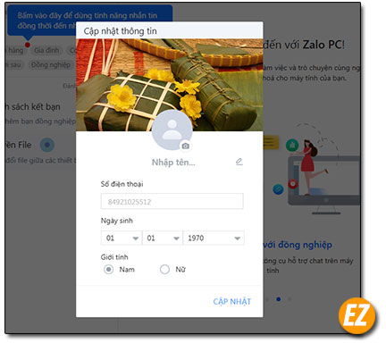 Cập nhập thông tin người dùng zalo