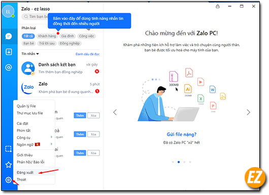 Đăng xuất zalo