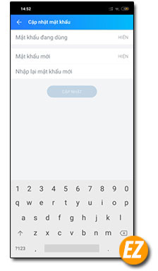 Điền mật khẩu cần đổi