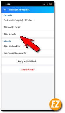 Đổi mật khẩu tài khoản zalo