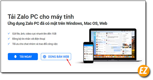 Sử dụng zalo trên website