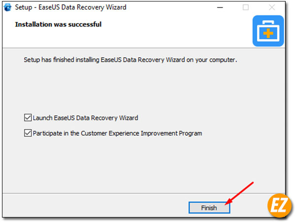 Hoàn thành cài đặt data recovery wizard