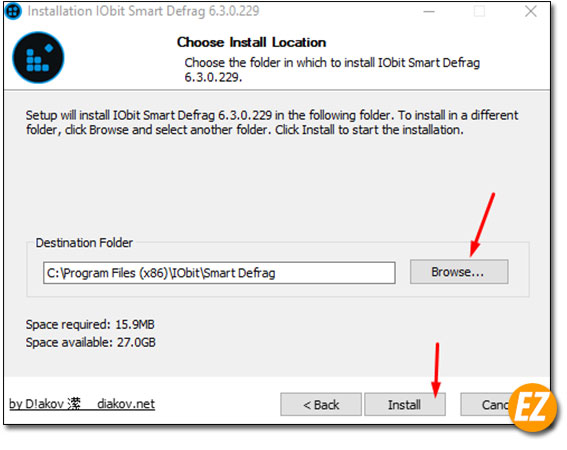 Chọn đường dẫn cài đặt IObit Defrag Pro