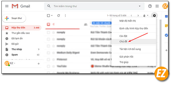 Chọn chủ đề trên gmail