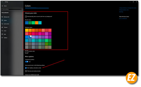 Thêm màu trang trí và thay đổi màu mặc định trên thanh Taskbar