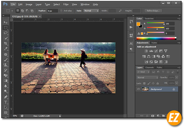 Mở ảnh cần xoá bóng trong photoshop