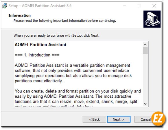 Thông tin phần mềm AOMEI Partition Assistant