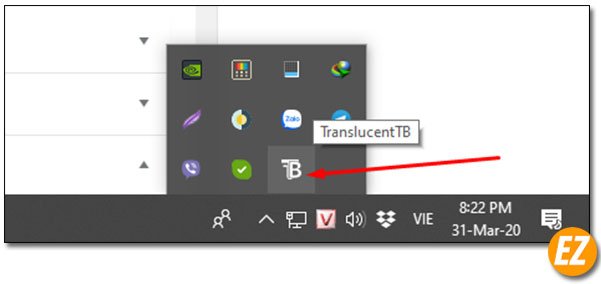 Icon phần mềm làm trong suốt thanh taskbar