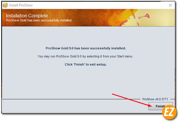 Thông báo cài đặt phần mềm Proshow Gold 9 Full thành công