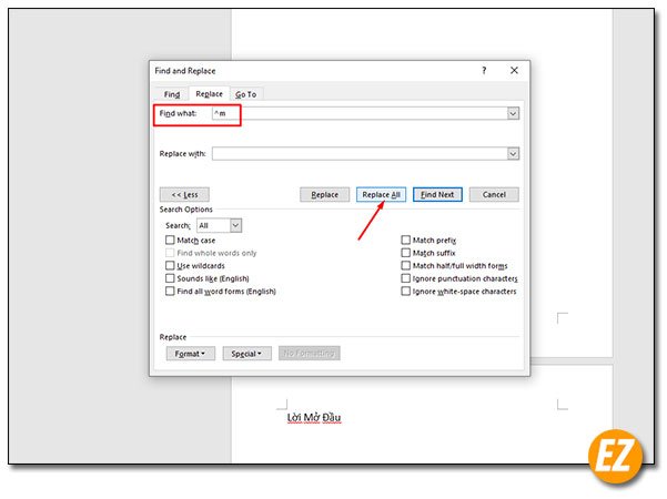 Chọn Replace All
