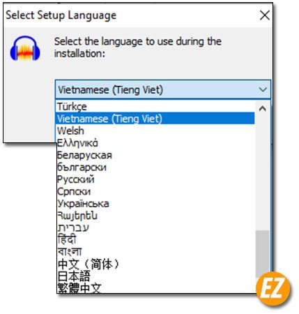 Điều chỉnh ngôn ngữ cài đặt phần mềm Audacity