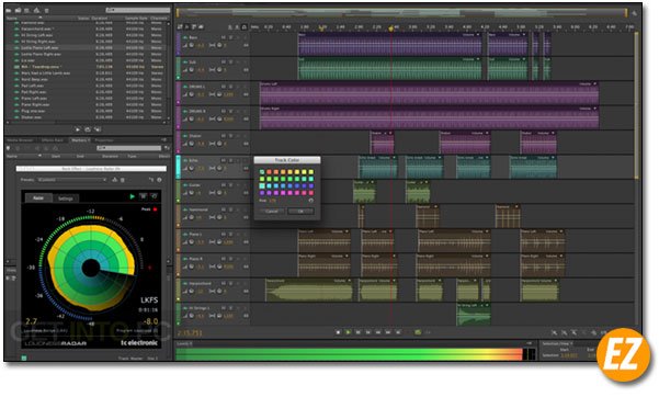 Giao diện ghi âm chuyên nghiệp của adobe audition cc 2019