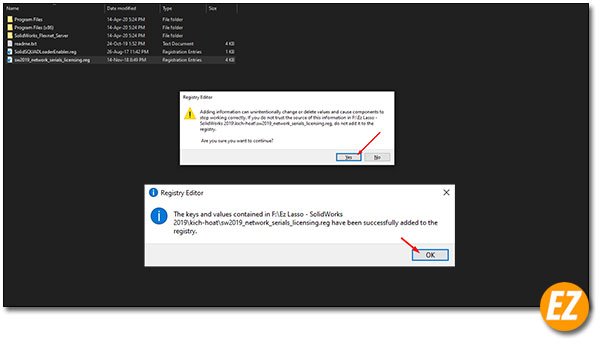Tạo registry cho solidworks 2019
