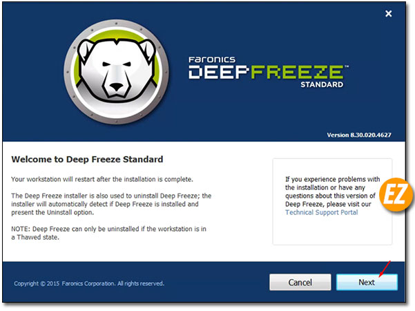 Chào mừng cài đặt phần mềm deep freeze