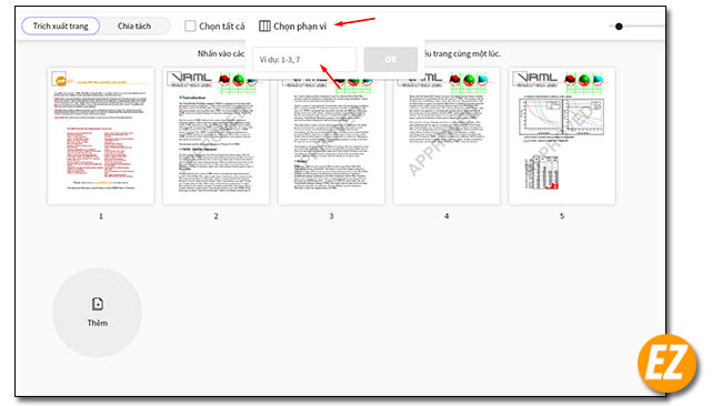 Chọn trang cần trích xuất