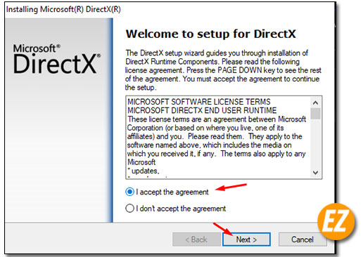 Đồng ý với chính sách sử dụng DirectX