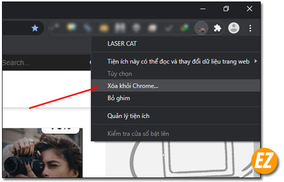 Xoá tiện ích mèo laser
