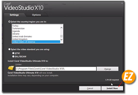 Cài đặt các thông số cài đặt phần mềm Corel Video Studio Ultimate X10