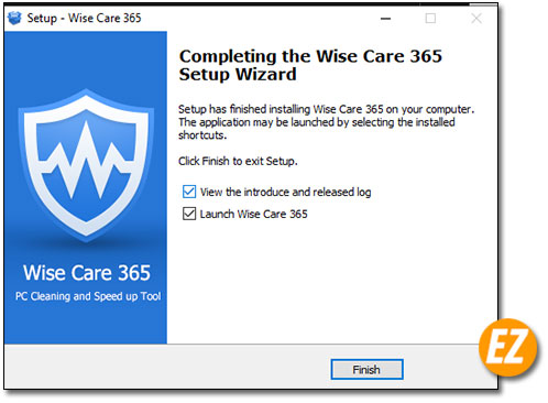 Hoàn thành cài đặt phần mềm Wise care 365 pro