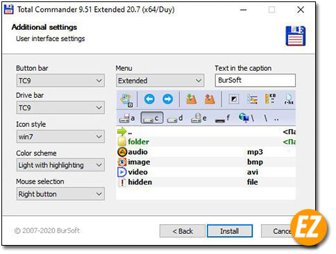 Cài đặt Total Commander 9.1 Extended