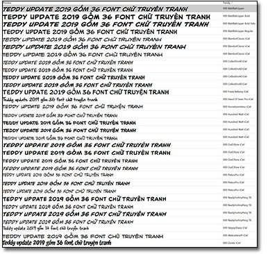 Font chữ edit truyện tranh