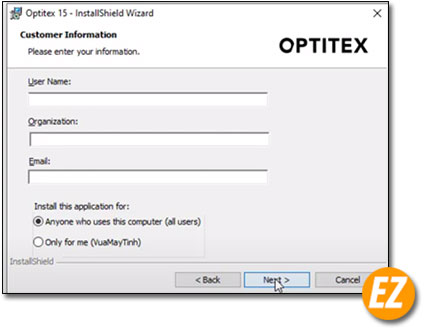 Lựa chọn user cài đặt Optitex 15
