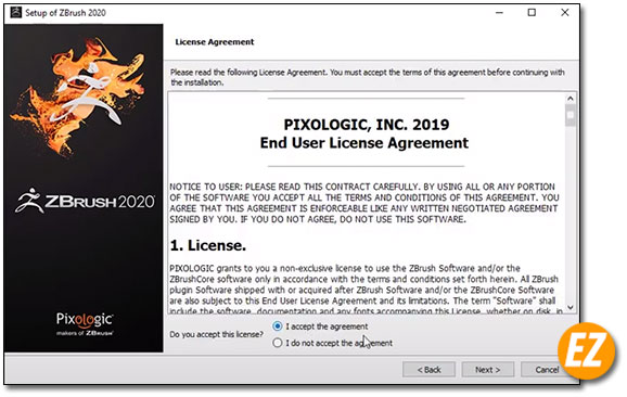 Chính sách cài đặt phần mềm pixologic ZBrush 2020