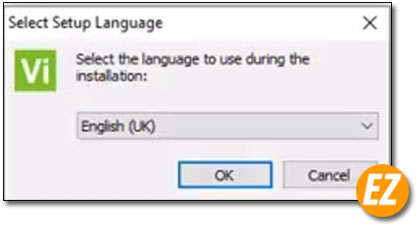 Chọn ngôn ngữ cài đặt phần mềm Vero VISI 2020