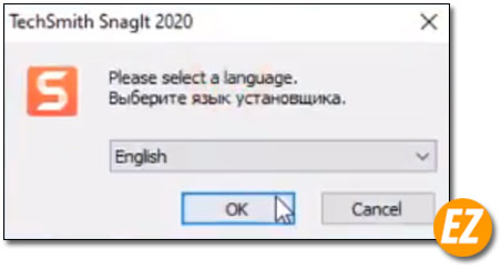 Chọn ngôn ngữ cho phần mềm snagIT 2020