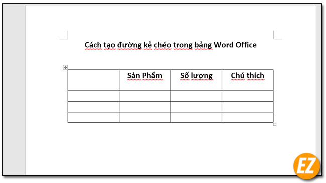 Chuẩn bị bảng trong word