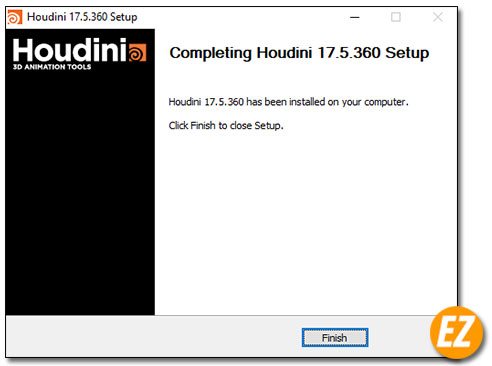 Kết thúc cài đặt phần mềm SideFX Houdini 17