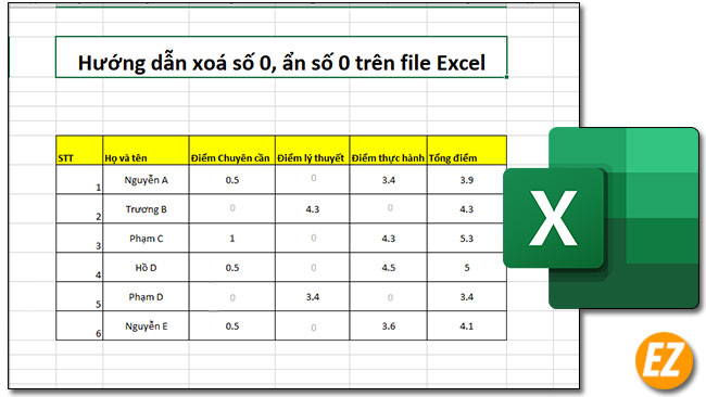 Xoá số 0, ẩn số 0 trên file Excel