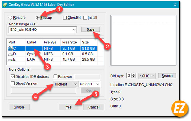 Cách tạo file Ghost bằng onekey Ghost