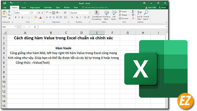 Hàm Value trong excel
