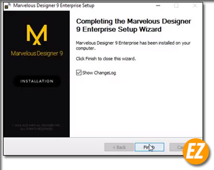 Kết thúc quá trình cài đặt phần mềm Marvelous Designer 9 Enterprise