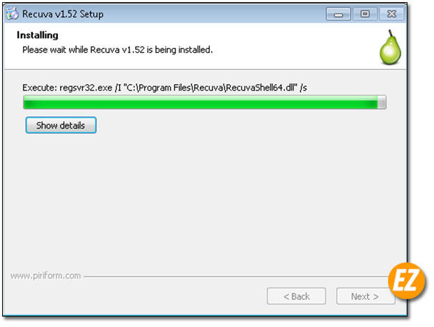 Quá trình cài đặt tự động phần mềm Recuva Pro 1.53 Full