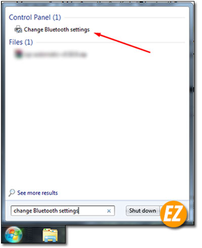 Tìm kiếm từ khoá bật cửa sổ settings bluetooth